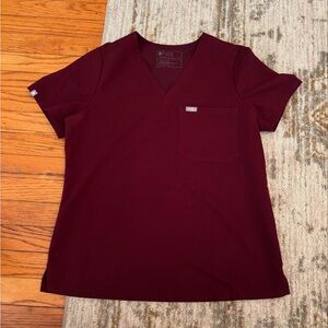 Figs Women's Maroon Scrub Top Technical Collection Size Medium